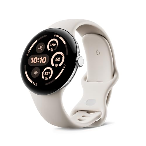 Google Pixel Watch 3 (45 mm) – Android smartwatch with Heart Rate Tracking, Advanced Running from Fitbit, Fitness Insights, 24-Hour Battery – Polished Silver Aluminium Case – Porcelain Band – Wi-Fi von Google