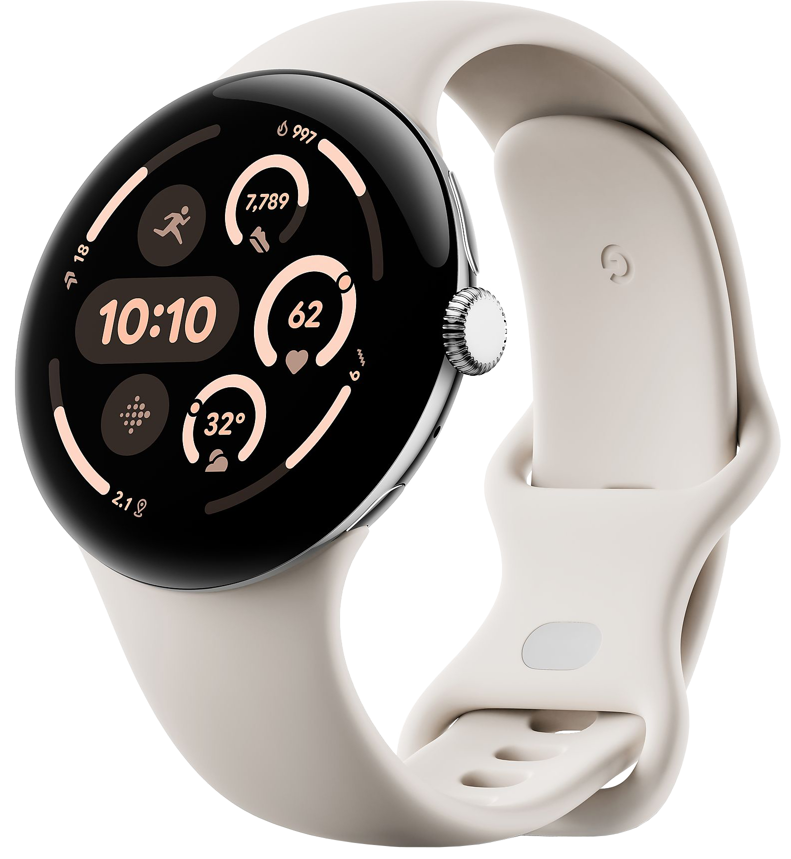 Pixel Watch 3 45mm 4G Polished Silver Sportarmband Porcelain Pixel Watch 3 45mm 4G Polished Silver Sportarmband Porcelain von Google