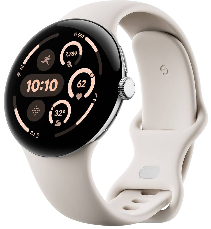 Pixel Watch 3 45mm 4G Polished Silver Sportarmband Porcelain von Google
