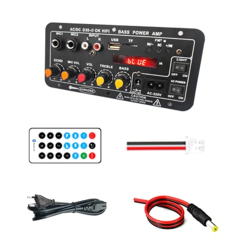 Goorvoucs 12 V Digitale Bluetooth-Verstärkerplatine, Subwoofer, Doppelmikrofon, Karaoke-Verstärker, Lautsprecher, Heimkino, EU Stecker von Goorvoucs