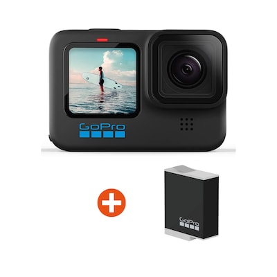 GoPro Set Hero 10 Black 5K60/4K10-Action Cam + Zusatzakku von Gopro