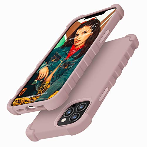 Gorain Silikon Hülle kompatibel mit iPhone 12 Pro Max, [einzigartige Form] [Rutschfester Griff] Handyhülle, Super Fallschutz stoßfest Kratzfest [Soft Microfiber Lining] Schutzhülle (6.7 Zoll)-Rosa von Gorain