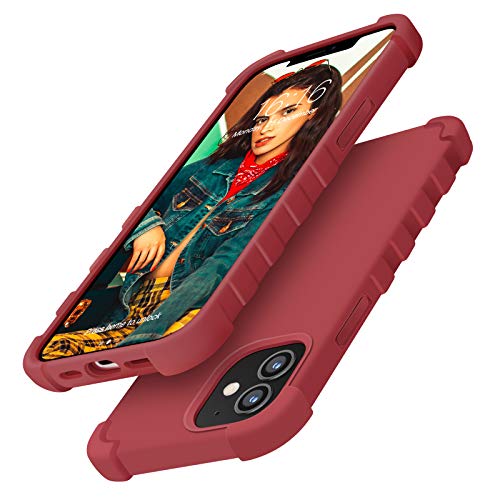 Gorain iPhone 12 Hülle & iPhone 12 Pro Hülle | Anti-Rutsch-Griff | Stabile Sturzecken | Ganzkörperschutz Kompatibel mit iPhone 12/12 Pro Silikon Handyhülle (6,1")-Rosa Rot von Gorain