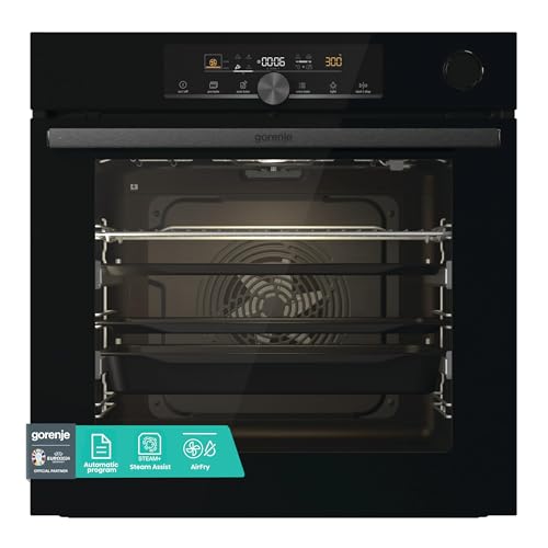 Gorenje 738009 OptiBake Advanced BSA 6747 A04BG Einbau-Backofen / 77L / Heißluft/AutoBake/Touch Bedienung/Bratenthermometer/GentleClose & Open/SteamAssist/StepBake/PizzaMode 300°C/schwarz von Gorenje