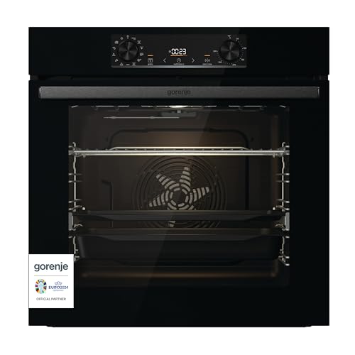 Gorenje 738415 OptiBake BOS 6737 E13BG Einbau-Backofen / 77L / Heißluft/ExtraSteam/GentleClose & Open/Bratenthermometer/AirFry/Pizzamode 300°C/PerfectGrill/ChildLook/Teleskopauszüge/schwarz von Gorenje