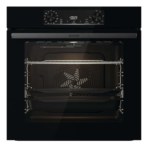 Gorenje 738415 OptiBake BOS 6737 E13BG Einbau-Backofen / 77L / Heißluft/ExtraSteam/GentleClose & Open/Bratenthermometer/AirFry/Pizzamode 300°C/PerfectGrill/ChildLook/Teleskopauszüge/schwarz von Gorenje