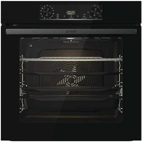 Gorenje 738566 OptiBake BPS 6737 E14BG Einbau-Backofen / 77L / Pyrolyse/Heißluft/ExtraSteam/GentleClose & Open/AirFry/Pizzamode 300°C/PerfectGrill/Gratin/Kindersicherung/schwarz von Gorenje