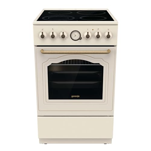 Gorenje Classico GECS 5B70CLI Elektrostandherd mit Glaskeramik-Kochfeld/Retro Design / 50cm / 70 Liter/Gentle Close/Schnellaufheizung/AirFry/ExtraSteam/Pizzamodus/AquaClean/champagne Gorenje Classico GECS 5B70CLI Elektrostandherd mit Glaskeramik-Kochfeld/Retro Design / 50cm / 70 Liter/Gentle Close/Schnellaufheizung/AirFry/ExtraSteam/Pizzamodus/AquaClean/champagne von Gorenje