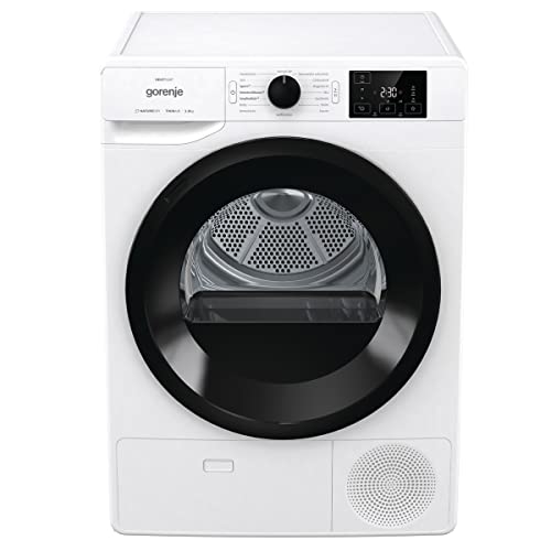 Gorenje DNE83/GN Wärmepumpentrockner, 8kg Kapazität, 16 Programme, Auto Drain, Made in EU, Nature Dry, Fast 89min, Twin Air, Sportprogramm, Daunenprogramm, Kindersicherung, weiß von Gorenje