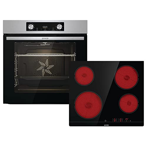 Gorenje Einbaubackofen-Set Jump Set mit Glaskeramik-Kochfeld / 77 Liter / Heißluft / GentleClose & Open / EcoClean / AirFry / PizzaMode / ChildLock / PerfectGrill / Teleskopauszüge / Inox-Look von Gorenje