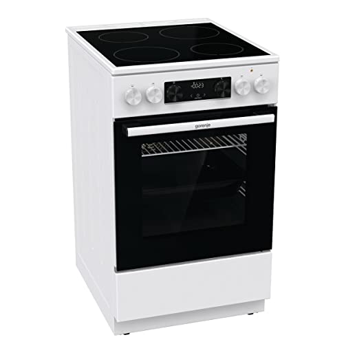 Gorenje GEC5C 41 WG Elektro-Standherd mit Glaskeramik-Kochfeld / 50 cm / 70 Liter/GentleClose/Schnellaufheizung/Pizzamodus 300°C/Teleskopauszug/AquaClean/weiß von Gorenje