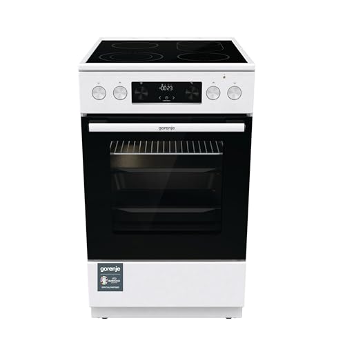 Gorenje GECS5C 60 WPA Elektro-Standherd mit Glaskeramik-Kochfeld / 50cm / 70 Liter/GentleClose/Schnellaufheizung/AirFry/ExtraSteam/Teleskopauszüge/AquaClean/weiß, 740538, 70L von Gorenje