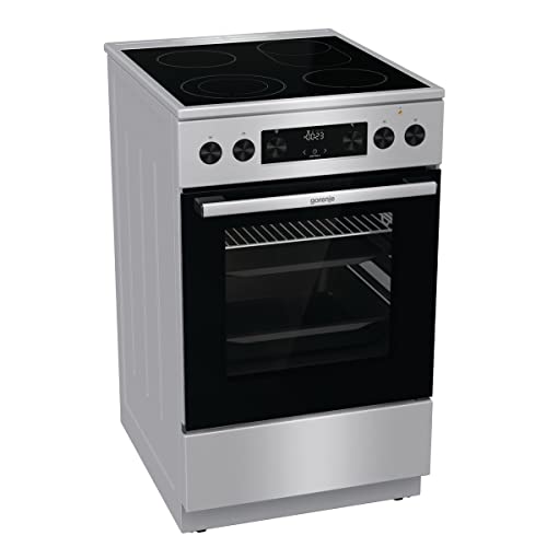 Gorenje GECS5C70XPA Elektro-Standherd mit Glaskeramik-Kochfeld / 50cm / 70 Liter/GentleClose/Schnellaufheizung/AirFry/ExtraSteam/Pizzamodus 300°C/Teleskopauszüge/AquaClean/BräterZone/schwarz von Gorenje