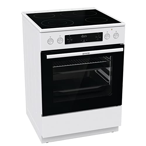 Gorenje GECS6C 70 WPA Elektro-Standherd mit Glaskeramik-Kochfeld 60 cm / 71 Liter/ExtraSteam/GentleClose/AirFry/Versenkbare Knebel/AquaClean/PerfectGrill/Teleskopauszüge/weiß, 740963 von Gorenje