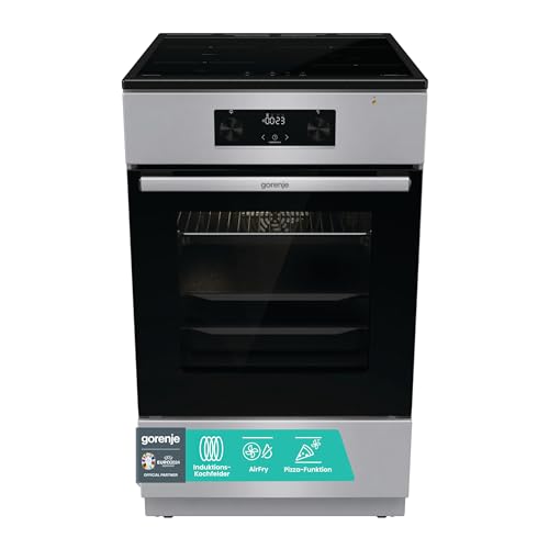 Gorenje GEIT5C61SPG Standherd mit Induktionskochfeld, 50 cm, 70 Liter,Silber, PerfectGrill, AirFry, FrozenBake, Pizza Mode 300°C, AquaClean, Made in Europe, inox von Gorenje