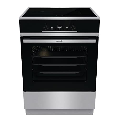 Gorenje GEIT6E 80 XPG Elektro Standherd mit Induktionskochfeld / 60 cm / 64 Liter/AirFry/GentleClose/PyroClean/Bratenthermometer/Pizzamodus 300°C/PowerBoost/Kindersicherung/edelstahl von Gorenje