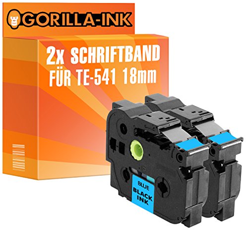 Gorilla-Ink 2x Schriftbandkassette kompatibel mit Brother P-Touch TZ-541 TZe-541 Schwarz-Blau von Gorilla-Ink, kein Brother Original