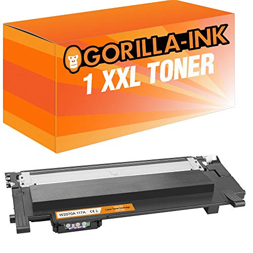 Gorilla-Ink 1 Toner XXL MIT CHIP kompatibel mit HP W2070A 117A geeignet für HP Color Laser 150 150A 150NW MFP 170 178NW 178NWG 179FNG 179FNW (1x schwarz) von Gorilla-Ink