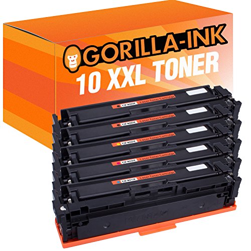 Gorilla-Ink 10x Laser-Toner XXL kompatibel mit HP Color Laserjet Pro Pro M274 N M274 DN CF400A/X - CF403A/X 201X 201A von Gorilla-Ink