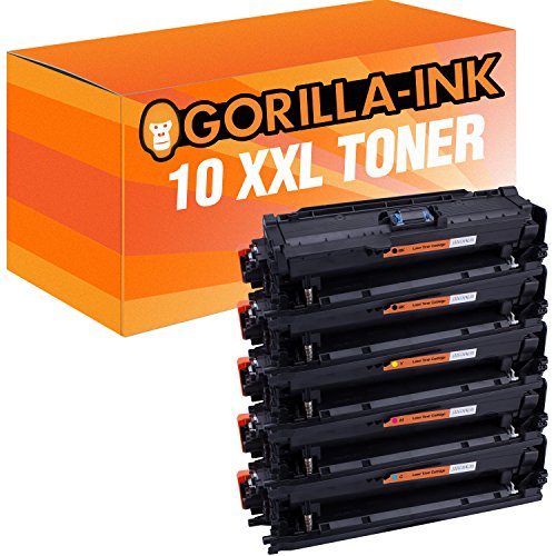 Gorilla-Ink 10x Toner-Patrone XXL für HP Laserjet Enterprise CP4025 DN CP4025N CP4525 DN CE260X CE261A CE262A CE263A von Gorilla-Ink