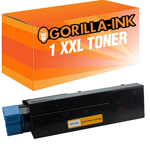 Gorilla-Ink 1x Toner-Kartusche XXL kompatibel mit Oki B411 Schwarz MB471W MB491 Plus LP MB491 MB491 Plus von Gorilla-Ink