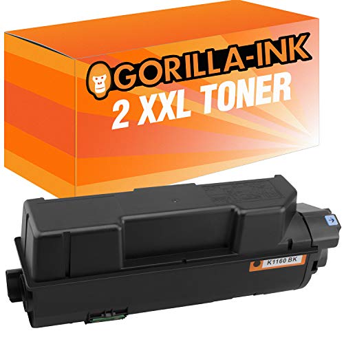 Gorilla-Ink 2 Toner-Kartuschen XXL für Kyocera TK-1160 Black ECOSYS P2040 DW P2040 DN von Gorilla-Ink