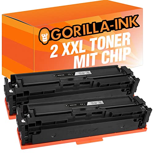 Gorilla-Ink 2 Toner MIT CHIP kompatibel mit HP W2210X 207X Black | Für HP Color Laserjet Pro M255 DW M255 NW MFP M282 NW MFP M283 CDW MFP M283 FDN MFP M283 FDW von Gorilla-Ink