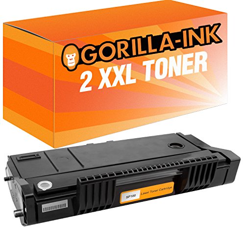 Gorilla-Ink 2X Toner-Patrone XXL kompatibel mit Ricoh SP 100 Black Aficio SP100 E SP100 SP100 SUE SP100 SF SP100 SU SP100 SFE SP110 Series SP112 E SP112 SP112 SFE SP112 SF SP112 SUE SP112 SU SP112 E von Gorilla-Ink