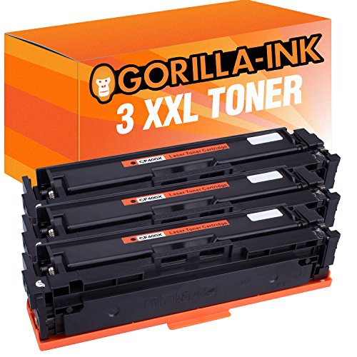 Gorilla-Ink 3 Toner XXL kompatibel mit HP CF400X geeignet für Color Laserjet Pro M252DW M252N M274DN M274N M277DW M277N | Black je 2.800 Seiten von Gorilla-Ink