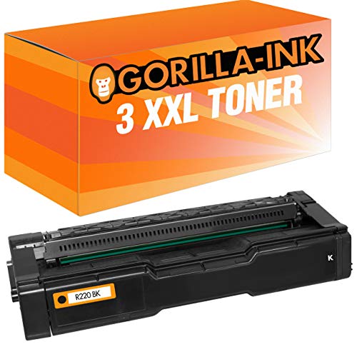 Gorilla-Ink 3 Toner XXL kompatibel mit Ricoh SP-C220 E | Für Infotec Aficio Lanier NRG SP C220 C222DN C222SF C220S C220 C221N C221SF C240DN C220A C220n C240SF | Black je 2.500 Seiten von Gorilla-Ink