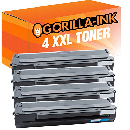 Gorilla-Ink 4 Toner-Patronen XXL Schwarz kompatibel mit Samsung MLT-D1042S ML 1660 ML 1865 ML 1865 W SCX 3000 SCX 3200 von Gorilla-Ink