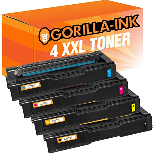 Gorilla-Ink 4 Toner XXL kompatibel mit Ricoh SP-C220 E | Für Infotec Aficio Lanier NRG SP C220 C222DN C222SF C220S C220 C221N C221SF C240DN C220A C220n C240SF | Black 2.500 von Gorilla-Ink