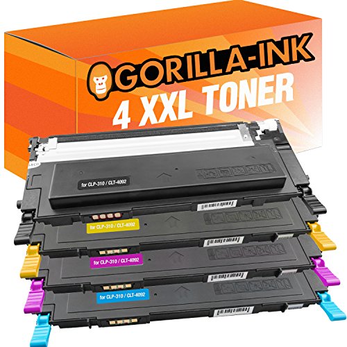 Gorilla-Ink 4X Toner-Kartusche XXL ersetzt Samsung CLT-4092S CLP-310 N CLP 315 WK CLX 3170 CLX 3170 FN CLX 3170 FNK von Gorilla-Ink