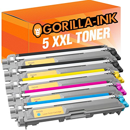 Gorilla-Ink 5 Laser-Toner XXL kompatibel mit Brother TN-241 TN-245 | geeignet für MFC-9130 MFC-9140 MFC-9330 MFC-9340 HL-3140 HL-3150 HL-3170 DCP-9015 DCP-9020 von Gorilla-Ink