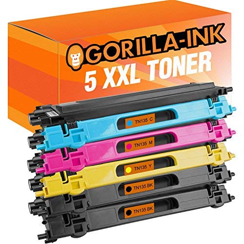 Gorilla-Ink 5 Toner XXL kompatibel mit Brother TN-135 DCP-9040 DCP-9042 DCP-9045 MFC-9440 MFC-9445 MFC-9450 MFC-9840 HL-4040 HL-4050 HL-4070 | Black je 6.000 Seiten von Gorilla-Ink