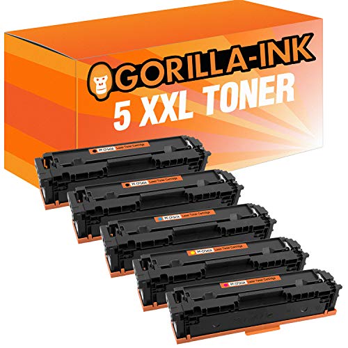 Gorilla-Ink 5 Toner XXL kompatibel mit HP CF-540A CF-541A CF-542A CF-543A M254dnw MFP M281fw MFP M280 MFP M281fdn M254nw M254dw MFP M280nw MFP M281fdw MFP M 254 280 281 dnw fw fdn nw von Gorilla-Ink