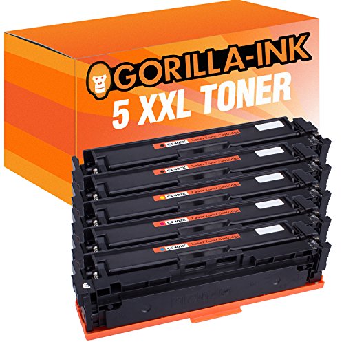 Gorilla-Ink 5 Toner XXL kompatibel mit HP CF400X CF401X CF402X CF403X geeignet für Color Laserjet Pro M252DW M252N M274DN M274N M277DW M277N | Black je 2.800 Seiten von Gorilla-Ink