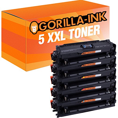 Gorilla-Ink 5 kompatible Toner XXL für HP CE250X CE251A CE252A CE253A Black Cyan Yellow Magenta von Gorilla-Ink