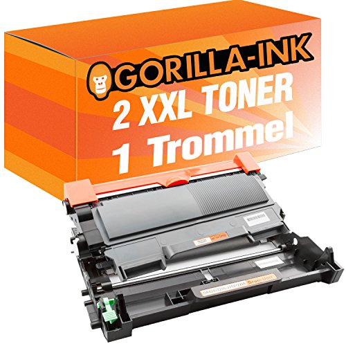 Gorilla-Ink Set 2X Toner & Drum XXL kompatibel mit Brother DR-2200 & TN-2220 Schwarz DCP-7060 D DCP-7060 N DCP-7065 DN DCP-7070 DW MFC-7360 N MFC-7360 NE von Gorilla-Ink
