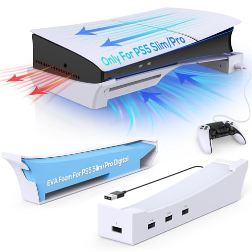 Gorixer Horizontaler Ständer für PS5 Slim/Pro Konsole mit Hub, Sockel Standhalter Zubehör kompatibel mit Playstation 5 Slim/Pro Disc&Digital, 1 Schnelllade & 3 Datentransfer USB 2.0 Port - Weiß Gorixer Horizontaler Ständer für PS5 Slim/Pro Konsole mit Hub, Sockel Standhalter Zubehör kompatibel mit Playstation 5 Slim/Pro Disc&Digital, 1 Schnelllade & 3 Datentransfer USB 2.0 Port - Weiß von Gorixer