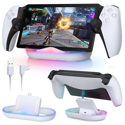 Gorixer RGB Charging Dock Ladeständer für Playstation Portal Remote Player, tragbare Ladestation für PS5 Portal Konsolen Zubehör mit 14 Beleuchtungsmodi und Typ-C-Kabel, Weiß Gorixer RGB Charging Dock Ladeständer für Playstation Portal Remote Player, tragbare Ladestation für PS5 Portal Konsolen Zubehör mit 14 Beleuchtungsmodi und Typ-C-Kabel, Weiß von Gorixer