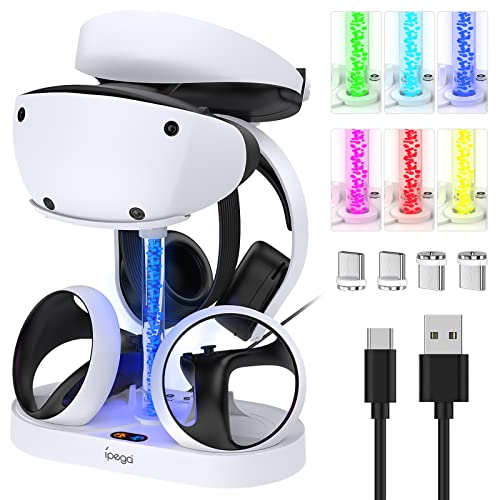 Ladestation für PS VR2 mit RGB-Licht, GORIXER Vertikale Ladestation Dock-Unterstützung für PSVR2 Headset-Display-Zubehör für Playstation VR2 mit 4 Typ-C-Magnetadaptern für Sense Controller Ladestation für PS VR2 mit RGB-Licht, GORIXER Vertikale Ladestation Dock-Unterstützung für PSVR2 Headset-Display-Zubehör für Playstation VR2 mit 4 Typ-C-Magnetadaptern für Sense Controller von Gorixer
