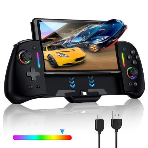 Switch Controller für Nintendo Switch/OLED, RGB einteiliger Joypad Controller für Joy-con mit einstellbarem TURBO, Dual Motor Vibration, Handheld Switch Pro Controller für Switch Gaming von Gorixer