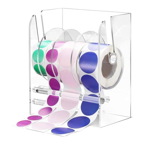 Gosera Verstellbarer Etikettenspender, Acryl-Aufkleberrollenspender, Aufkleberrollenhalter, Transparente Etikettenhalter, Aufkleberhalter, 4 Scheiben von Gosera