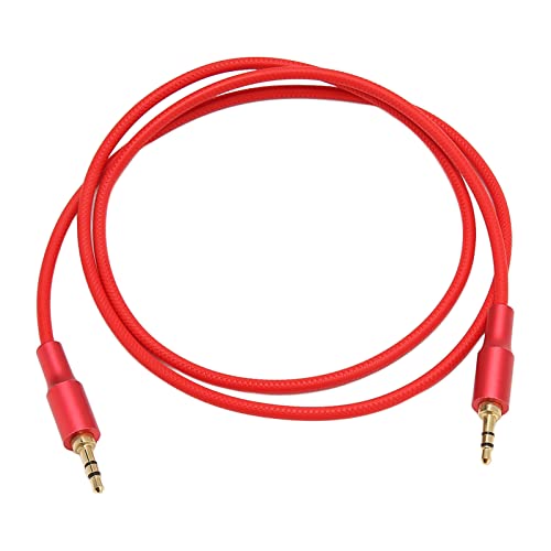 3,5-mm-Audiokabel, Geflochtenes Nylon-AUX-Kabel, Stecker auf Stecker, Stereo-Audio-AUX-Kabel, Verlustfreies Stereo-Soundkabel, 1 M, für Autos, Fernseher, Kopfhörer, Lautsprecher, (Rot) von Goshyda