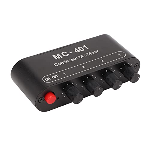 4 Kanal Audio Line Mixer, 4 in 1 Out Stereo Mixer 3,5mm Input, Low Noise DC 5V DJ Mikrofon Sound Mixer für Kopfhörer Verstärker PC von Goshyda