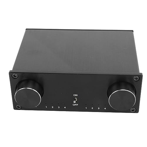 4-Port-Cinch-Umschalter, 4-Ein-4-Aus-Zweikanal-HiFi-Sound-Umschalter, L/R-Stereo-Verlustfreier Audio-Splitter-Wahlschalter für DVD-Stereo-Lautsprecher, CD-Player (EU-Stecker) von Goshyda