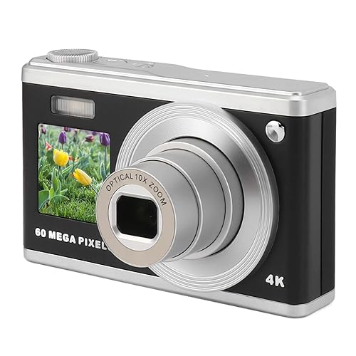 4K-Digitalkamera, 60 MP Ultra HD 10-facher Optischer Zoom, Kompakter Vlogging-Kamera-Camcorder, Tragbare Reisekamera, für (Schwarz) von Goshyda