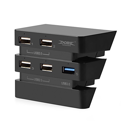5-Port-USB-Hub für PS 4, Multi-Port-Hochgeschwindigkeits-USB 2.0- und 3.0-Erweiterungs-Hub-Controller-Adapter mit LED-Anzeigen für PS 4 Pro von Goshyda