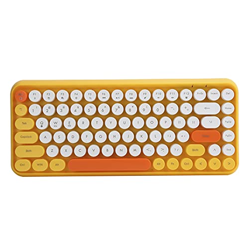 84 Tasten Drahtlose Tastatur, Tastaturdesign mit Retro-Elementen, Bluetooth-Steuerung Ist Direkt Wirksam, Tastatur mit 7 Farboptionen, für Spiele und Büro(Gelb) von Goshyda